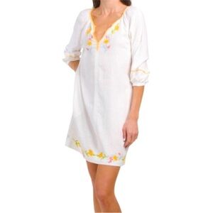 Calypso St. Barth White Dress with Floral Accents